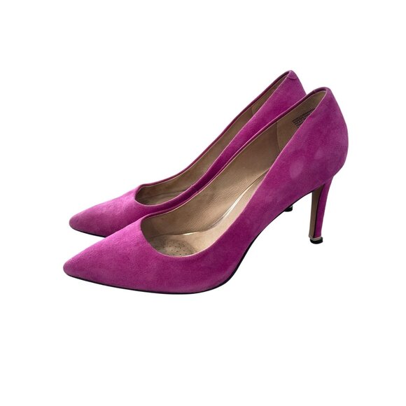 Kenneth Cole Riley 85 Pump Size 8 Magenta Pink Suede Leather Pointed Toe Heels - Picture 1 of 9